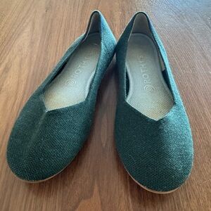 Rothys Merino Wool Flats Ivy Green Shoes size 9.5